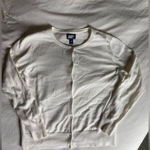 Lands’ End Medium Petite Cream 100% Cotton Cardigan